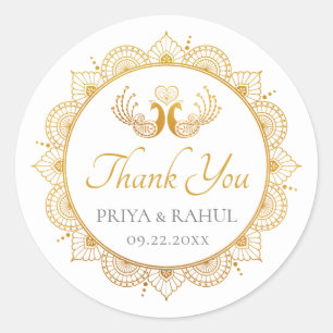 Elegant Gold Pattern Indian Wedding Favor Label