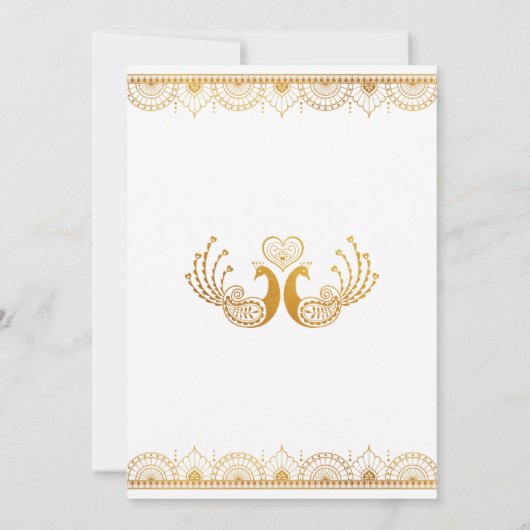Elegant Gold Pattern Indian Wedding Kaart (Achterkant)