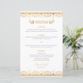Elegant Gold Pattern Indian Wedding Menu (Staand voorkant)