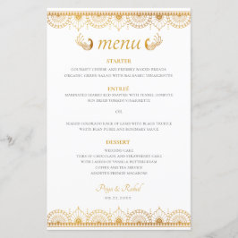 Elegant Gold Pattern Indian Wedding Menu