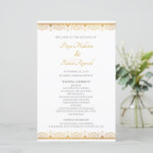 Elegant Gold Pattern Indian Wedding Program (Staand voorkant)