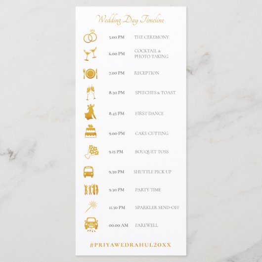 Elegant Gold Pattern Indian Wedding Programmakaart (Achterkant)