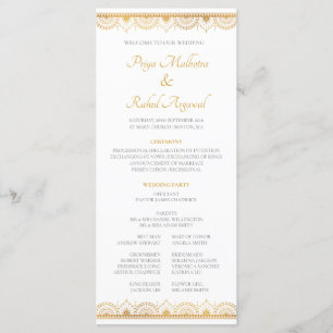Elegant Gold Pattern Indian Wedding Programmakaart