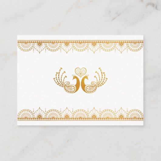 Elegant Gold Pattern Indian Wedding RSVP Informatiekaartje (Achterkant)