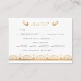 Elegant Gold Pattern Indian Wedding RSVP Informatiekaartje