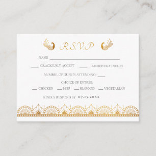 Elegant Gold Pattern Indian Wedding RSVP Informatiekaartje