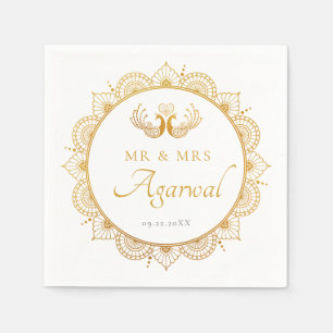 Elegant Gold Pattern Indian Wedding Servet