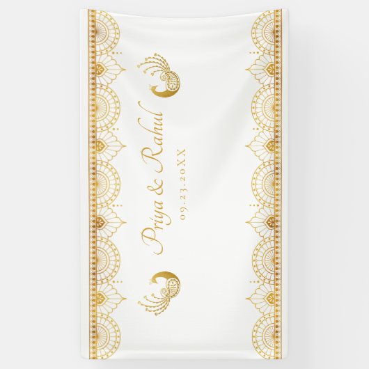 Elegant Gold Pattern Indian Wedding Spandoek (Verticaal)