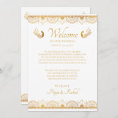 Elegant Gold Pattern Indian Wedding Welcome Note Kaart (Voorkant / Achterkant)