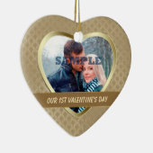 Elegant Gold Pattern Ons eerste Valentijn Ornament (Rechts)