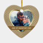 Elegant Gold Pattern Ons eerste Valentijn Ornament (Voorkant)