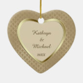 Elegant Gold Pattern Ons eerste Valentijn Ornament (Achterkant)