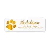 Elegant Gold Paw print, speciaal retouradres Etiket (Voorkant)