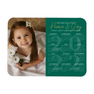Elegant Gold PEACE en JOY 2022 Calendar Photo Magneet