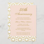 Elegant Gold & Peach 50th Wedding Jubileum Kaart (Voorkant / Achterkant)