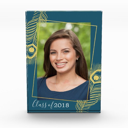 Elegant Gold Peacock Afstuderen Klasse Fotoblokken (Voorkant)