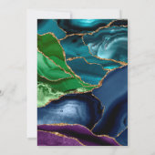 Elegant Gold Peacock Agate Wedding Invitation Kaart (Achterkant)