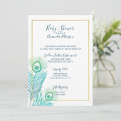 Elegant Gold Peacock Baby Shower-uitnodigingen Kaart (Staand voorkant)