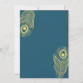 Elegant Gold Peacock Bridal Shower Invitations Kaart (Achterkant)