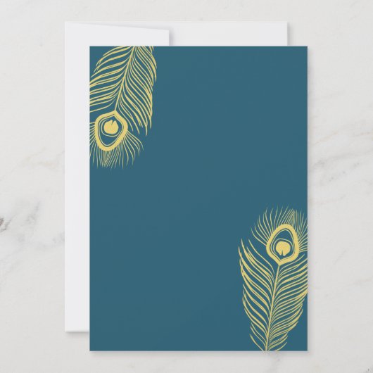 Elegant Gold Peacock Bridal Shower Invitations Kaart (Achterkant)