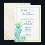 Elegant Gold Peacock Bridal Shower Invitations Kaart<br><div class="desc">Stijlvolle en moderne Elegant Gold Peacock Bridal Shower Uitnodigingen. Wordt geleverd met bijpassende accessoires om uw huwelijksdagviering compleet te maken.</div>