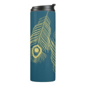 Elegant Gold Peacock Feathers Monogram Tumbler Thermosbeker (Gedraaid links)