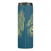 Elegant Gold Peacock Feathers Monogram Tumbler Thermosbeker (Achterkant)