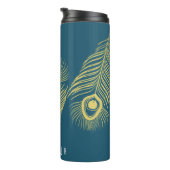 Elegant Gold Peacock Feathers Monogram Tumbler Thermosbeker (Geroteerd rechts)