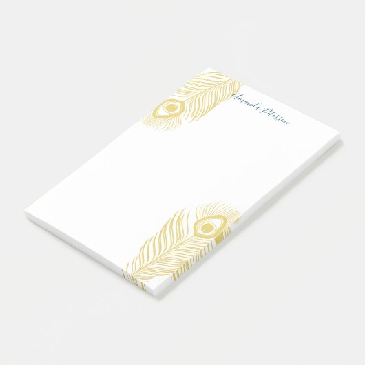 Elegant Gold Peacock Feathers Post-it Notes (Schuin)