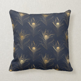 Elegant Gold Peacock Navy Blue Print Stylish Kussen