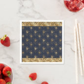 Elegant Gold Peacock Navy Blue Print Stylish Servet (Insitu)