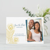 Elegant Gold Peacock Save the Date Wedding (Staand voorkant)