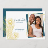 Elegant Gold Peacock Save the Date Wedding (Voorkant / Achterkant)