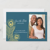 Elegant Gold Peacock Save the Date Wedding (Voorkant)