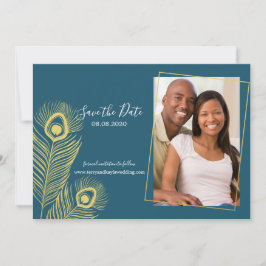 Elegant Gold Peacock Save the Date Wedding