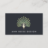 Elegant Gold Peacock Stylish Designer Navy Visitekaartje (Voorkant)