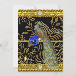 Elegant Gold Peacock Uitnodiging