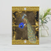 Elegant Gold Peacock Uitnodiging (Staand voorkant)