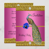 Elegant Gold Peacock Uitnodiging (Voorkant / Achterkant)