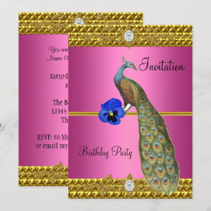 Elegant Gold Peacock Uitnodiging