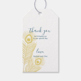 Elegant Gold Peacock Weddenschap Hartelijk dank La Cadeaulabel