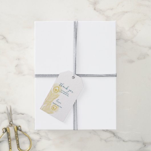 Elegant Gold Peacock Weddenschap Hartelijk dank La Cadeaulabel (Met Touw)
