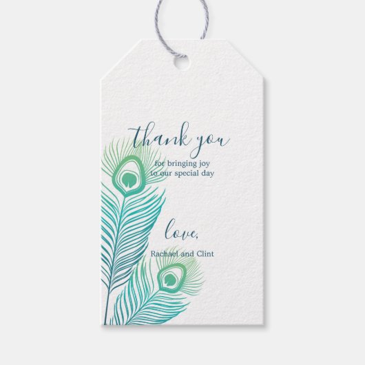 Elegant Gold Peacock Weddenschap Hartelijk dank La Cadeaulabel (Voorkant)