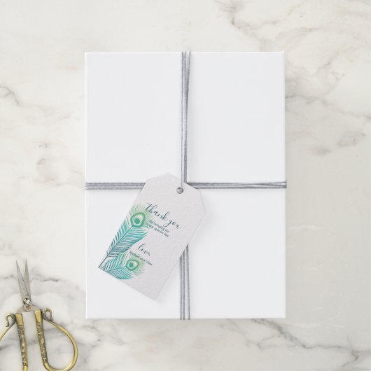 Elegant Gold Peacock Weddenschap Hartelijk dank La Cadeaulabel (Met Touw)