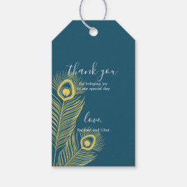 Elegant Gold Peacock Weddenschap Hartelijk dank La Cadeaulabel