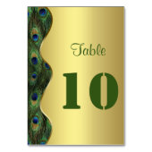 Elegant Gold Peacock Weddenschappen Table Number Kaart (Achterkant)