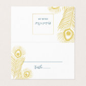 Elegant Gold Peacock Weddenschappen Visitekaartje (Buitenkant ongevouwen)