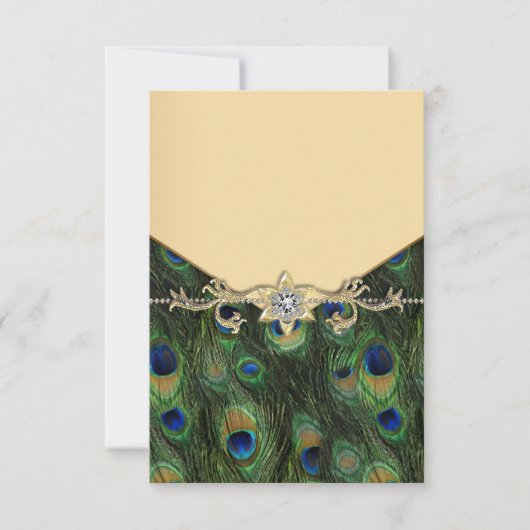 Elegant Gold Peacock Wedding Invitations Kaart (Voorkant)