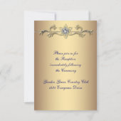 Elegant Gold Peacock Wedding Invitations Kaart (Achterkant)