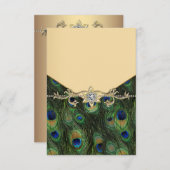 Elegant Gold Peacock Wedding Invitations Kaart (Voorkant / Achterkant)